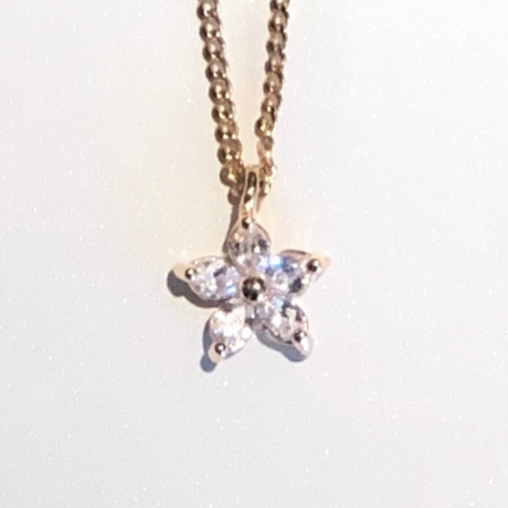 14k Gold Plated Flower Necklace - SALE! - Picture 2 of 5